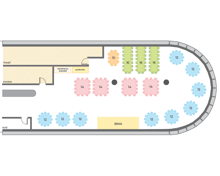 Banquet hall 222 seats